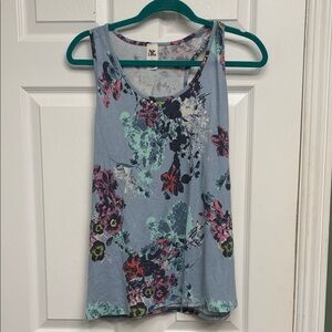 Sew In Love Light Blue Floral Scoop Tank